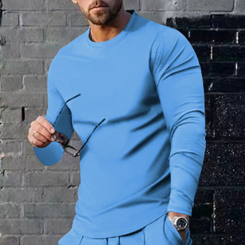 Herren hochwertiges Langarmshirt mit stylishem Rundhalsund und weicher Baumwollmischung EB