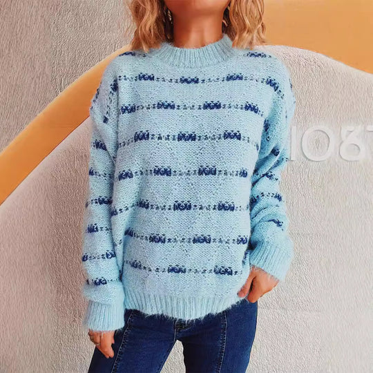 Damen Pullover mit weichem Mohair-Material und modernem Streifenmuster EB