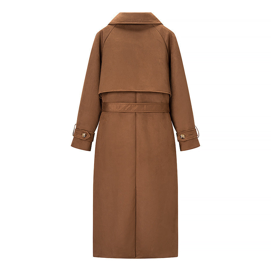 Damen eleganter Trenchcoat mit doppelter Knopfleiste und Gürtel EB