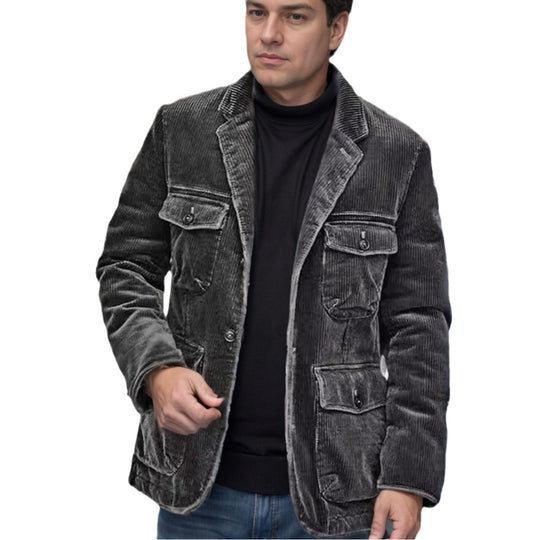 Herren leichte Cordjacke mit praktischen Taschen und modernem Design EB