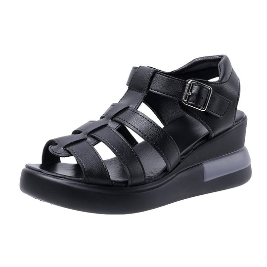 Damen komfortable Wedge-Sandalen mit geflochtenem Riemendesign EB