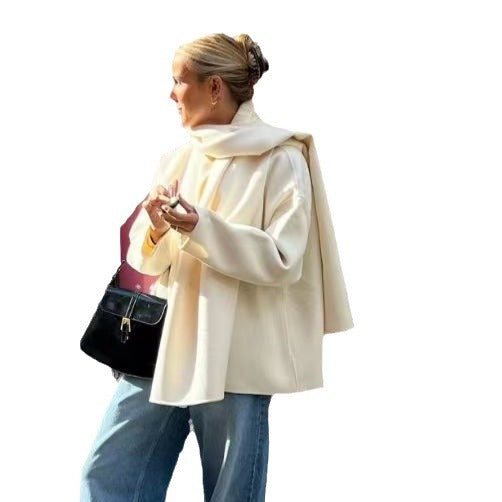 Damen elegante Oversized Jacke mit voluminösem Kragen EB