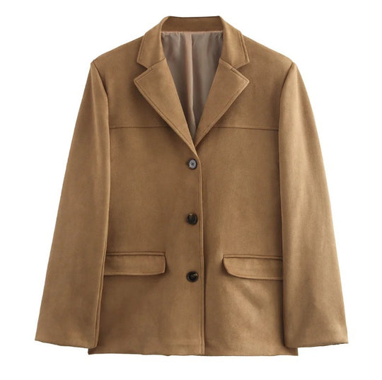 Damen schicke Blazerjacke aus weichem Material mit praktischen Taschen EB