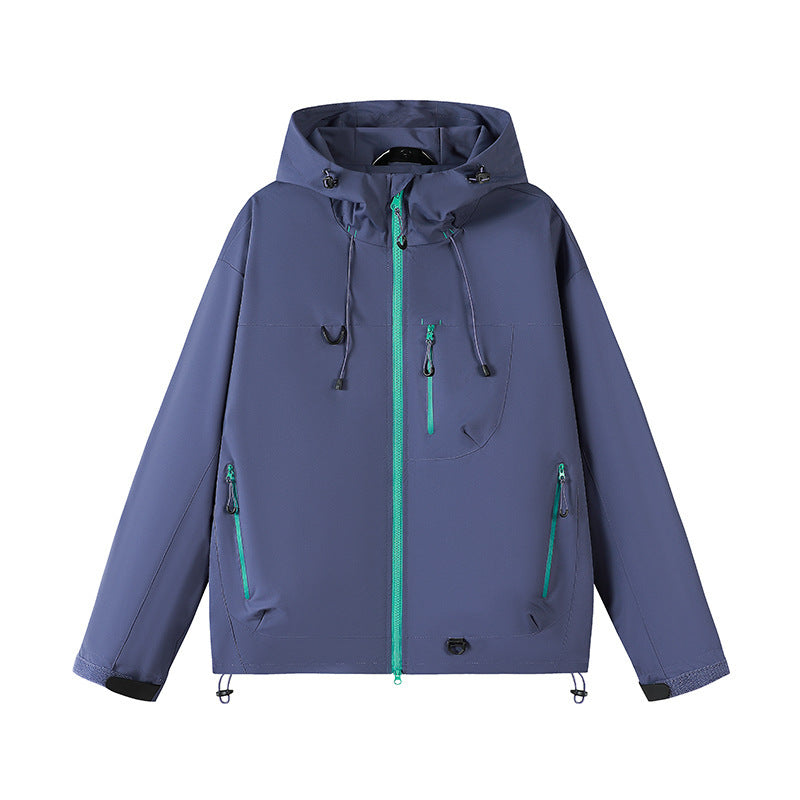 Herren technische Outdoor-Jacke mit verstellbarem Kapuzendesign und zahlreichen Reißverschlusstaschen EB
