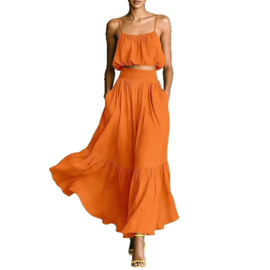 Damen Sommerliches Zweiteiler-Kleid mit fließendem Schnitt und praktischen Taschen EB