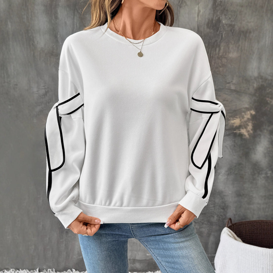 Damen sportliches Sweatshirt mit kontrastierenden Ärmeldetails EB