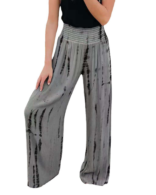 Damen Palazzo-Hose mit dehnbarem Taillenbund und modernem Streifenmuster EB