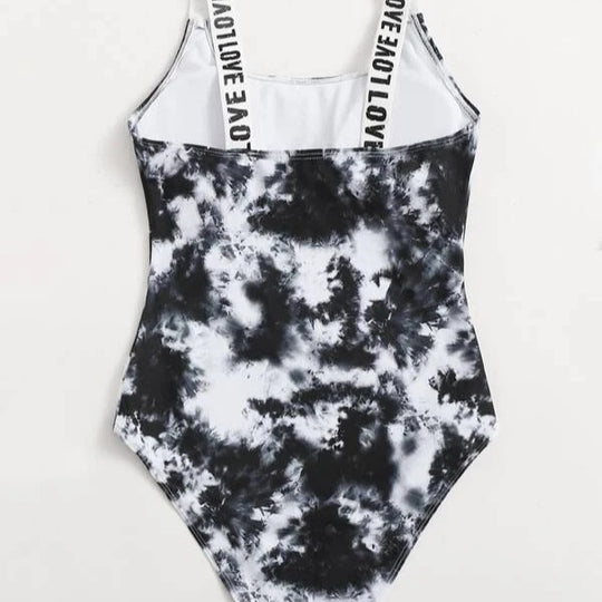 Damen Einteiler Badeanzug mit modischem Tie-Dye-Muster EB