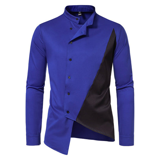 Herren Modern Asymmetrisches Button-Up Hemd EB