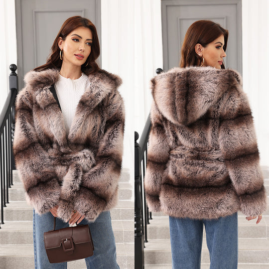 Damen kuschelige Kunstfelljacke EB