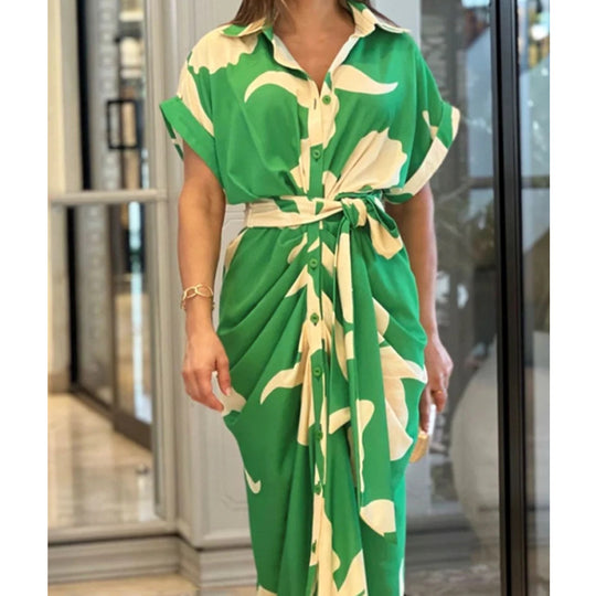 Damen Midikleid mit lässigem Schnitt und Taillengürtel EB