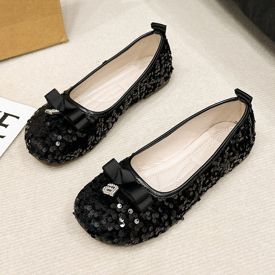 Damen Ballerinas mit Glitzer und Schleife von EB