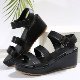 Damen Wedge Sandalen mit verstellbaren Riemen und komfortablem Fußbett EB