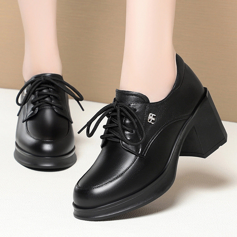 Damen Elegante Schnürpumps mit modischem Blockabsatz EB