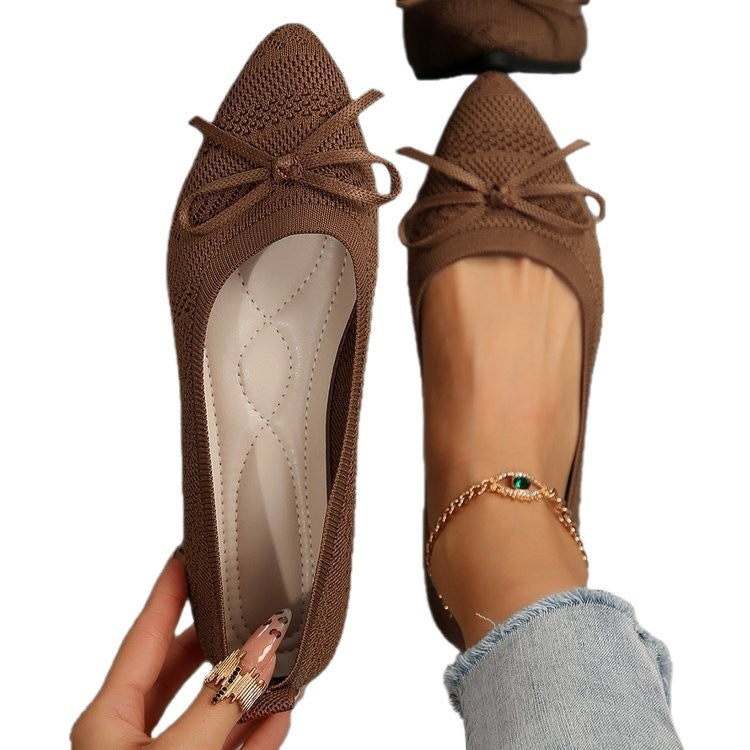 Damen Stilvolle und komfortable Ballerinas mit großem Schleifendetail EB