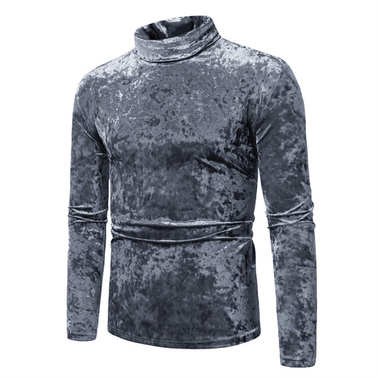 Herren Eleganter Rollkragenpullover aus weichem Samtstoff EB