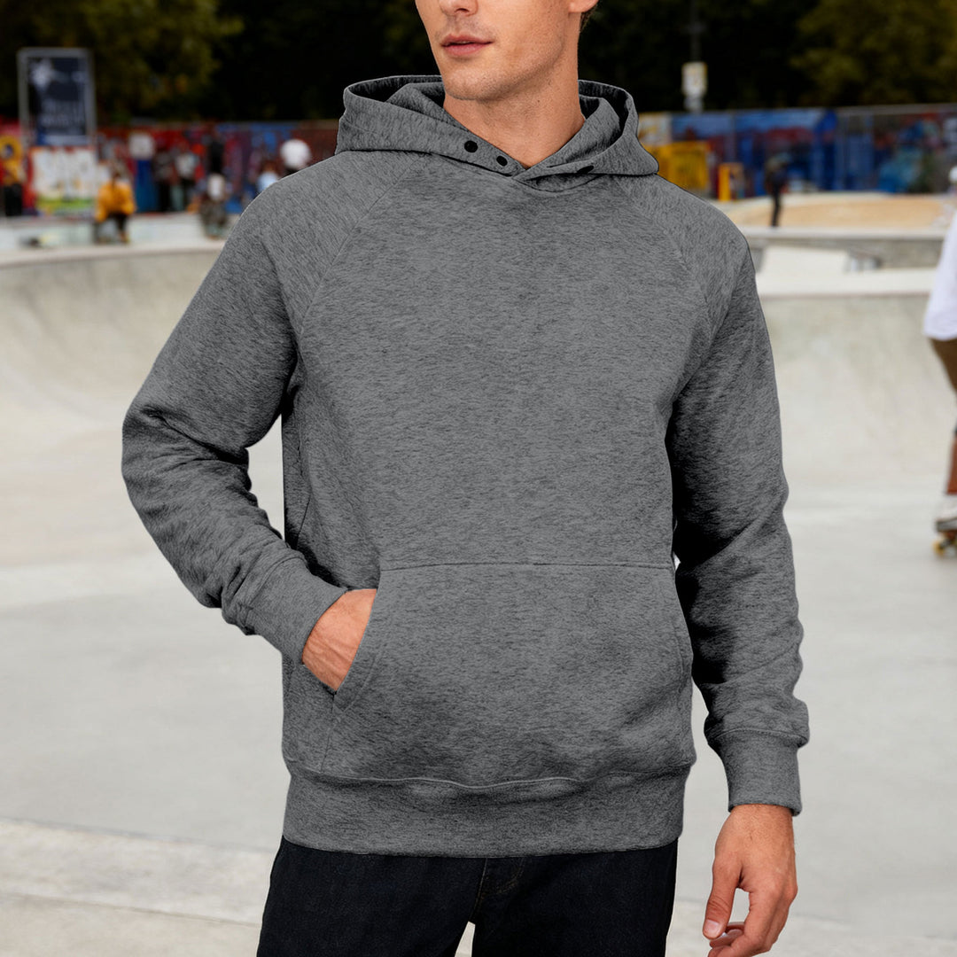 Herren nan Sweatstoff Kapuzenpullover mit Raglanärmeln, Kängurutasche und verstärktem Saum EB
