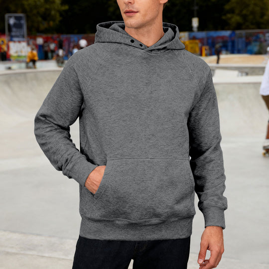 Herren nan Sweatstoff Kapuzenpullover mit Raglanärmeln, Kängurutasche und verstärktem Saum EB