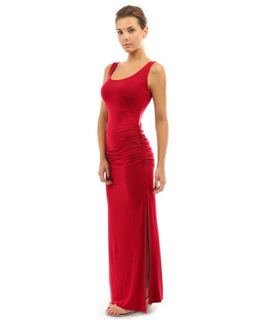 Damen figurbetontes Maxikleid mit Raffungen EB