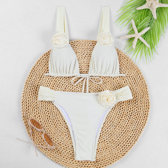 Damen Triangel-Bikini mit Blumenapplikationen EB