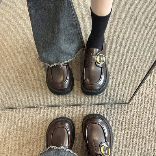 Damen elegante Loafers mit dekorativem Schnallenverschluss und rutschfester Sohle EB