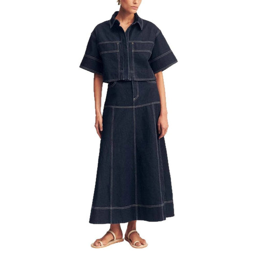 Damen Jeansrock mit seitlichen Taschen und eingearbeiteten Nähten EB