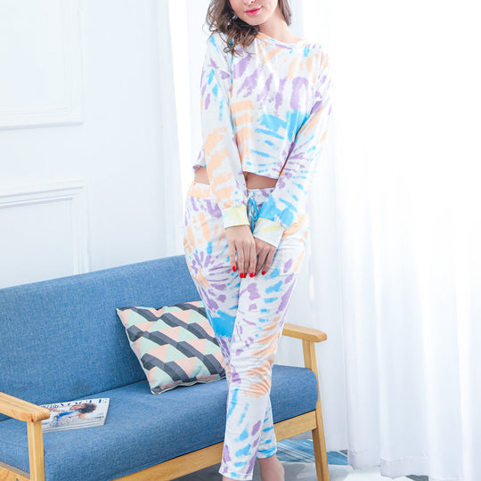 Damen luftiges Lounge-Set mit lässigem Tie-Dye-Muster EB