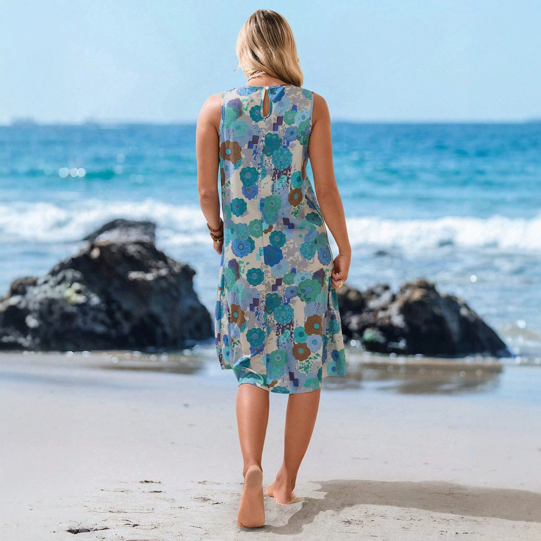 Damen Sommerliches Strandkleid mit floralem Muster und lockerer Passform EB