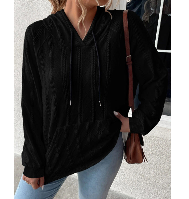 Damen Kapuzenpullover mit strukturiertem Muster und praktischer Kängurutasche EB