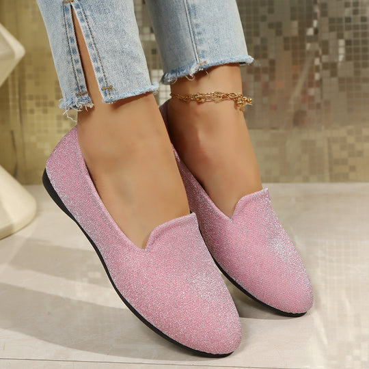 Damen Glitzernde Ballerinas mit elegantem V-Ausschnitt EB