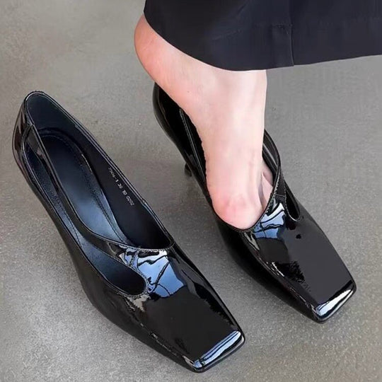 Damen elegante Slingback-Pumps mit glänzender Kappenfront EB