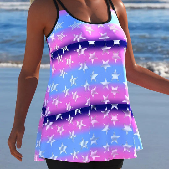 Damen Schwimmanzug mit modischem A-Linien-Schnitt und floralem Design EB