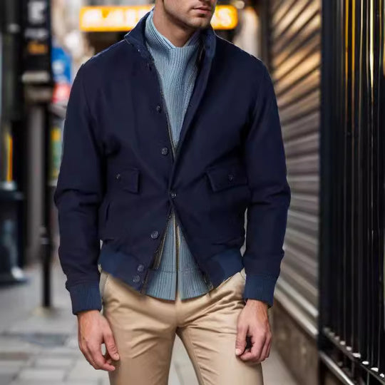 Herren lässige Übergangsjacke mit praktischen Taschen und hohem Kragen EB