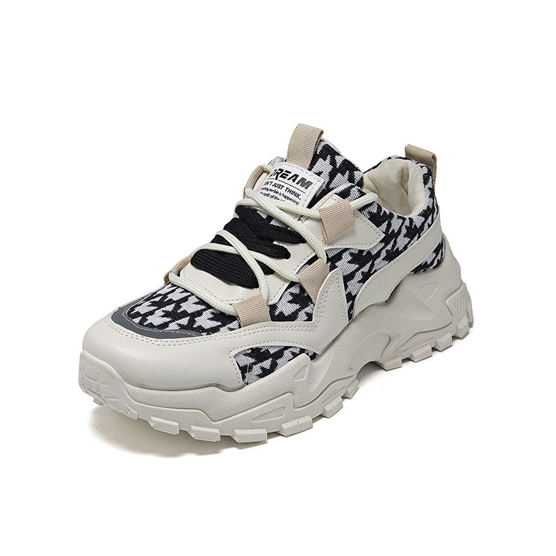 Damen Chunky Sneakers mit modischem Karomuster und komfortabler Dämpfung EB