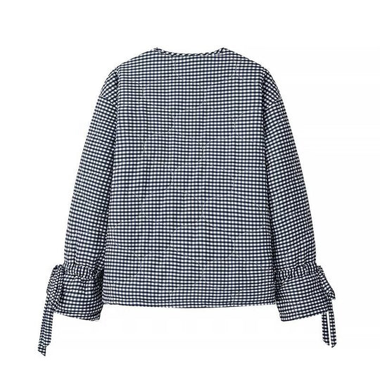 Damen Steppjacke mit gerafften Ärmeln und dekorativen Druckknöpfen EB