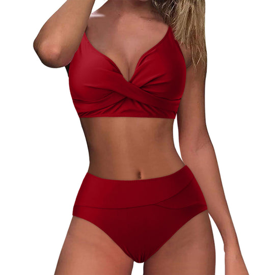 Damen Hochtailliertes Bikini-Set mit raffiniertem Twist-Oberteil EB