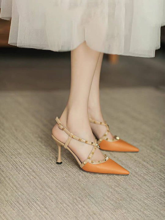 Damen Slingback-Pumps mit dekorativen Schmuckdetails EB