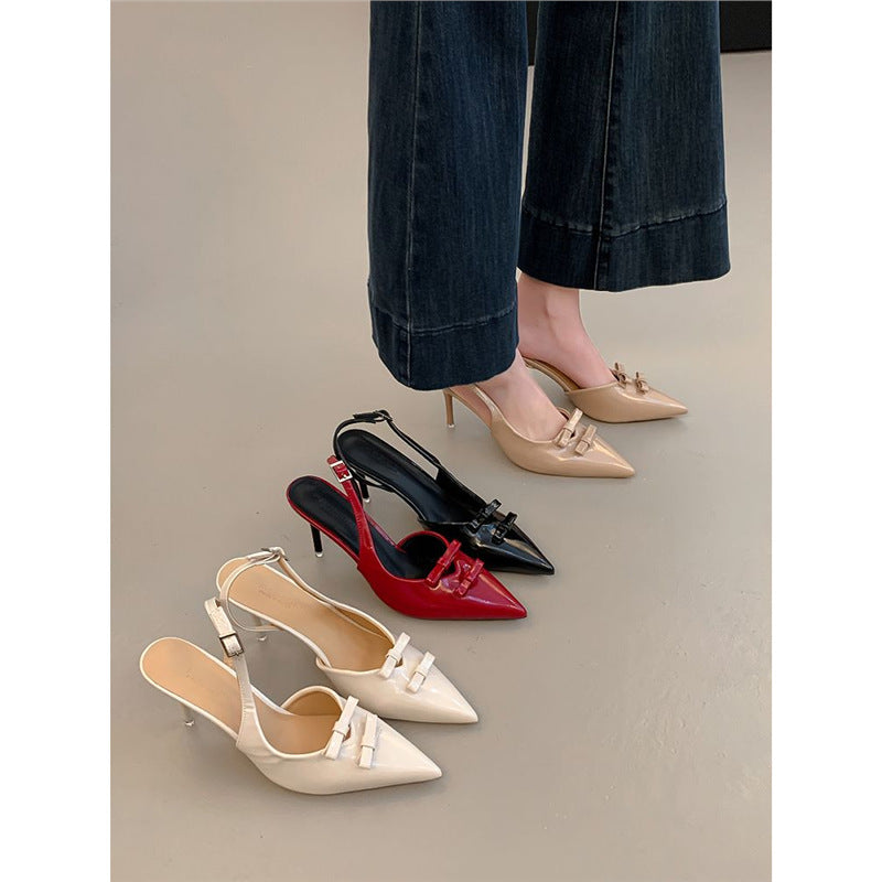 Damen elegante Slingback-Pumps mit Schleifenverzierung EB