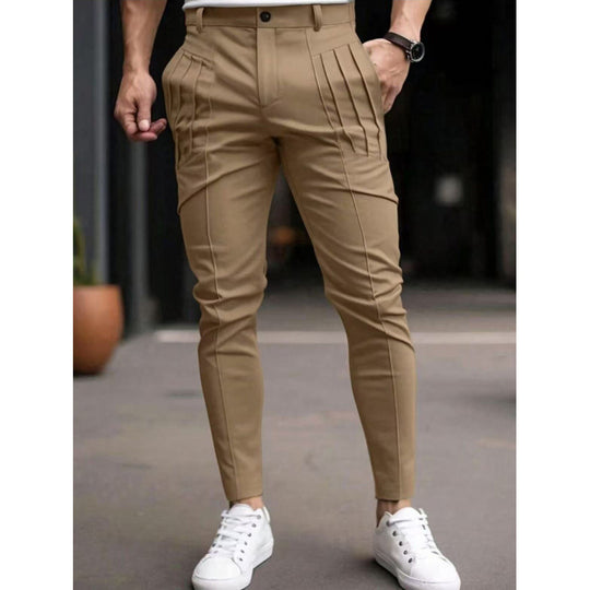 Herren stylische Slim-Fit Anzughose mit plissiertem Design EB