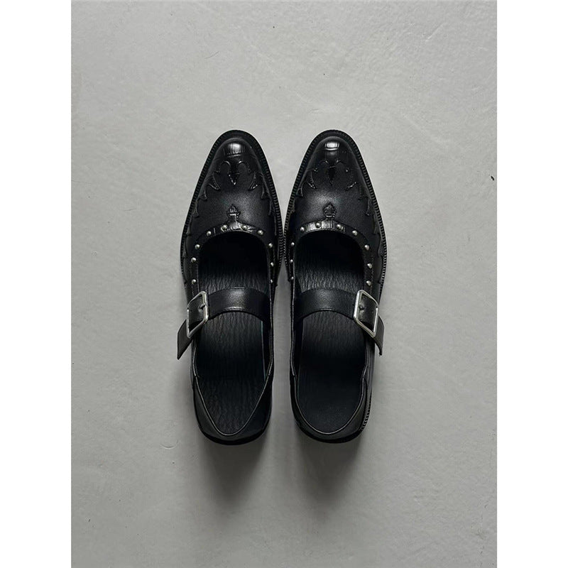 Damen elegante Schnürschuhe mit dekorativen Schnallen EB