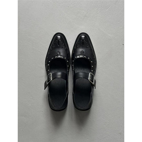 Damen elegante Schnürschuhe mit dekorativen Schnallen EB