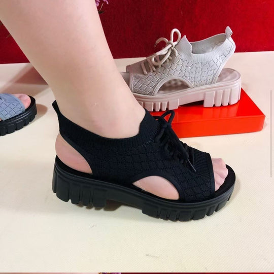 Damen Bequeme und leichte Sandalen mit elastischem Riemen und rutschfester Sohle EB