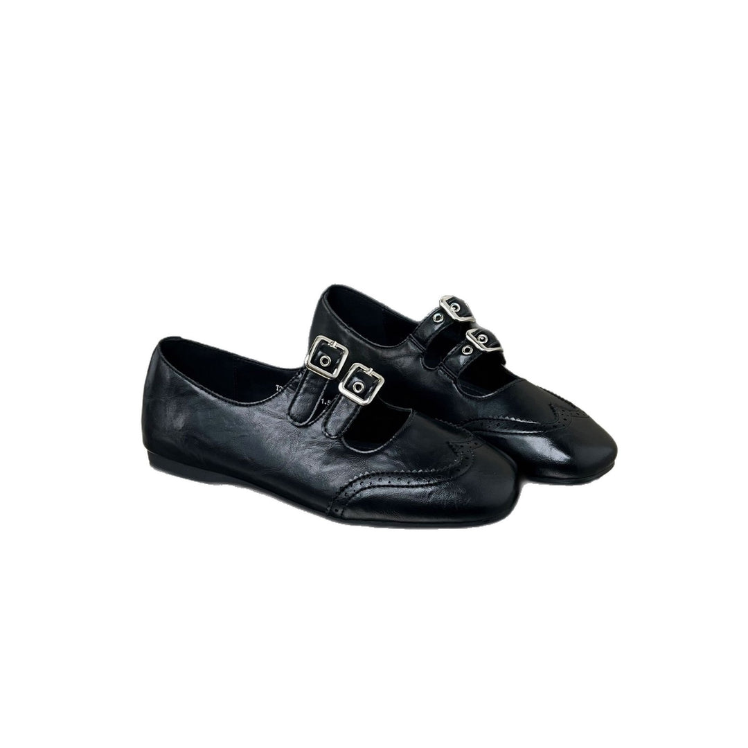 Damen elegante Ballerinas mit doppeltem Schnallenverschluss EB