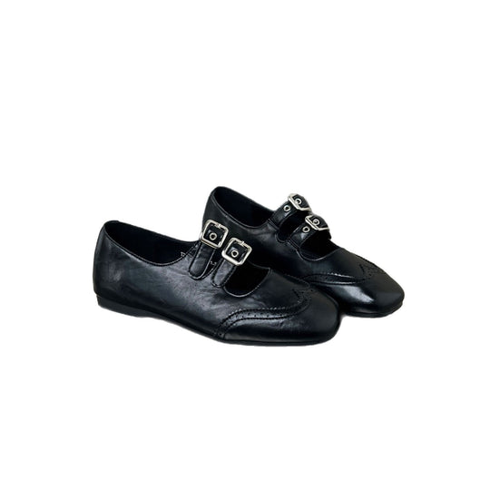 Damen elegante Ballerinas mit doppeltem Schnallenverschluss EB
