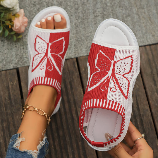 Damen Zehentrenner-Sandalen mit modischem Schmetterlingsdesign und atmungsaktivem Obermaterial EB