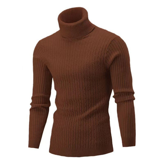 Herren Strickpullover mit modernem Rippmuster und hohem Kragen EB