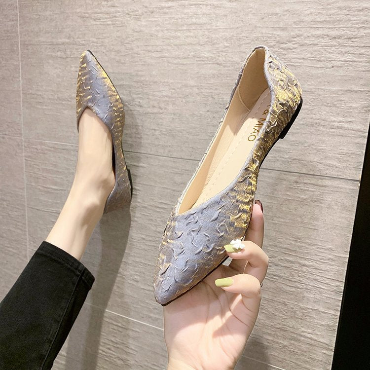Damen Ballerinas mit spitz zulaufendem Design und strukturiertem Obermaterial EB