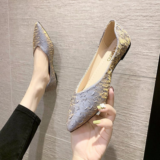 Damen Ballerinas mit spitz zulaufendem Design und strukturiertem Obermaterial EB