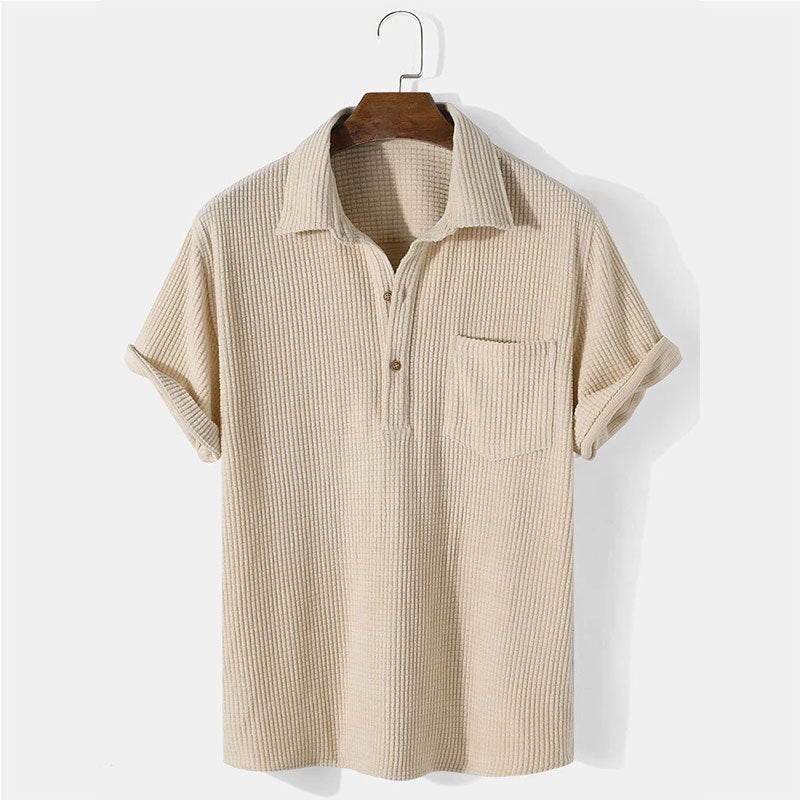 Herren Kurzarm Henley-Shirt mit strukturiertem Stoff und praktischer Brusttasche EB