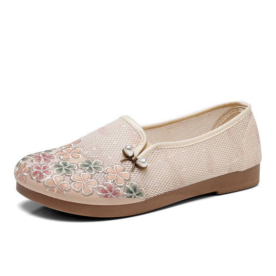 Damen Bequeme und modische Ballerinas mit feinem Blumenmuster EB
